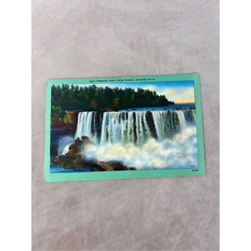 Vintage TERRAPIN POINT FROM CANADA, NIAGARA FALLS Postcard 1956